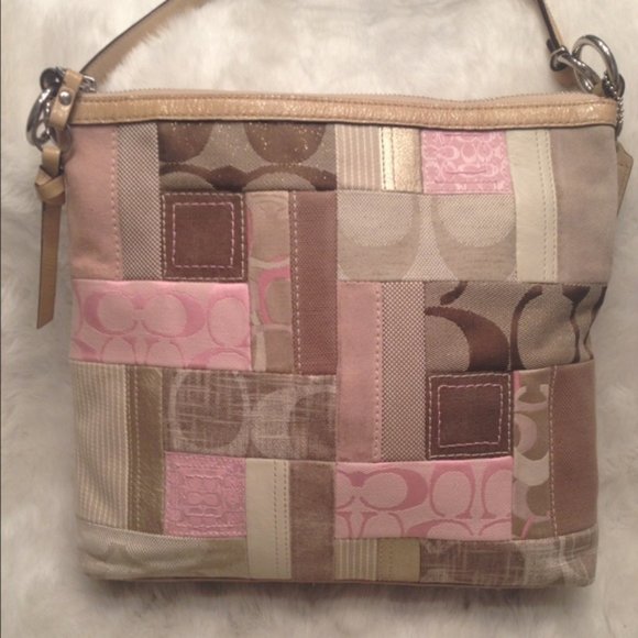 Vintage Coach Patchwork Shoulder Bag Purse m - Picture 3 of 7